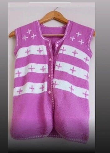 Pembe el örgüsü yelek