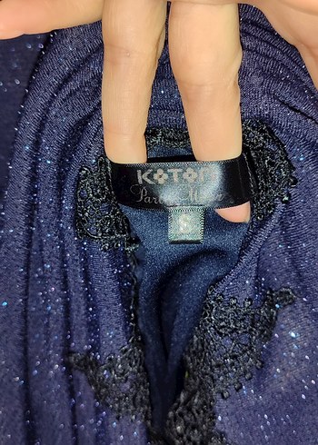 Parlak Lacivert V Yaka Midi Abiye Elbise - Görsel 4