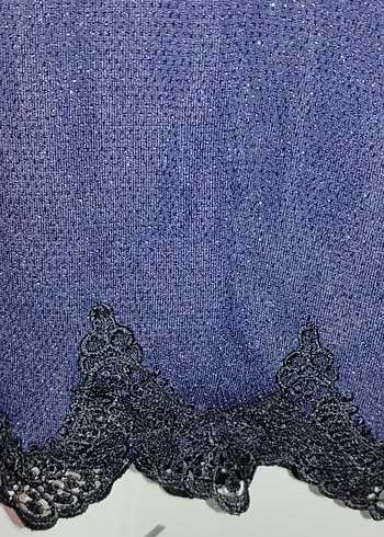 Parlak Lacivert V Yaka Midi Abiye Elbise - Görsel 3