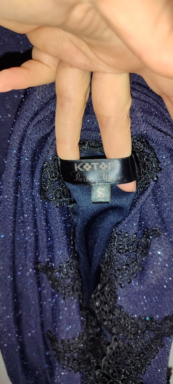 Parlak Lacivert V Yaka Midi Abiye Elbise - Görsel 4