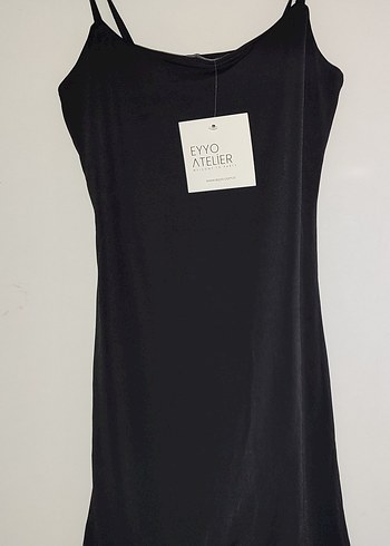 Kadın Siyah İnce Askılı Mini Tulum - Görsel 4