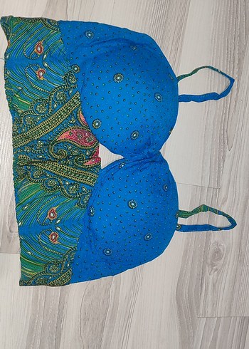 Bohem Mini Büstiyer Mavi Batik Desenli - Görsel 2