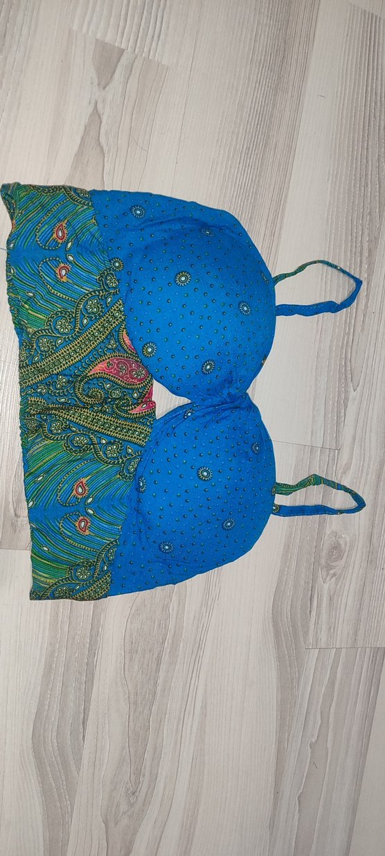 Bohem Mini Büstiyer Mavi Batik Desenli - Görsel 2