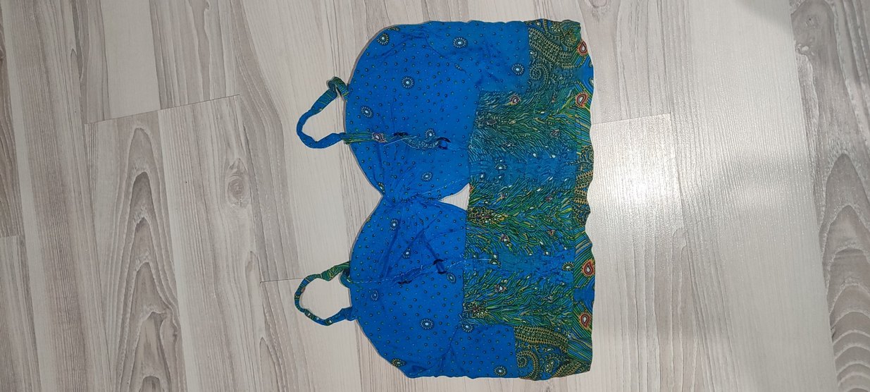 Bohem Mini Büstiyer Mavi Batik Desenli - Görsel 3