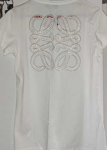 Beyaz Sırt ve Ön Taş Detaylı Kadın Tshirt - Görsel 2