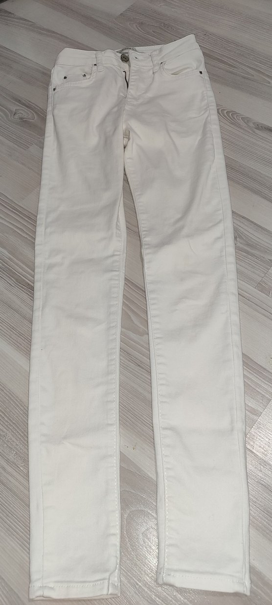 Düğmeli Beyaz Kadın Denim Pantolon - Görsel 5