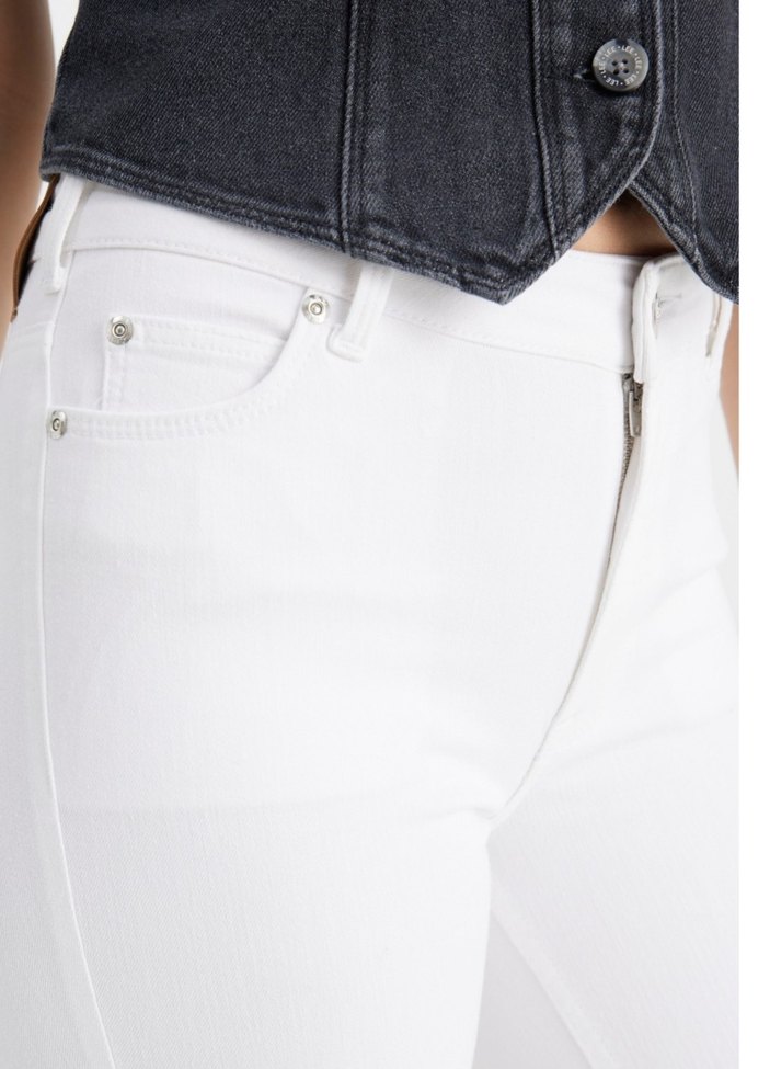 Düğmeli Beyaz Kadın Denim Pantolon - Görsel 3