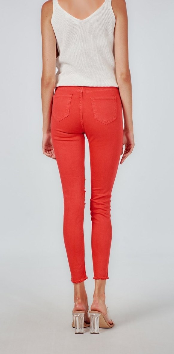 Kırmızı Yırtık Pantolon - Görsel 3