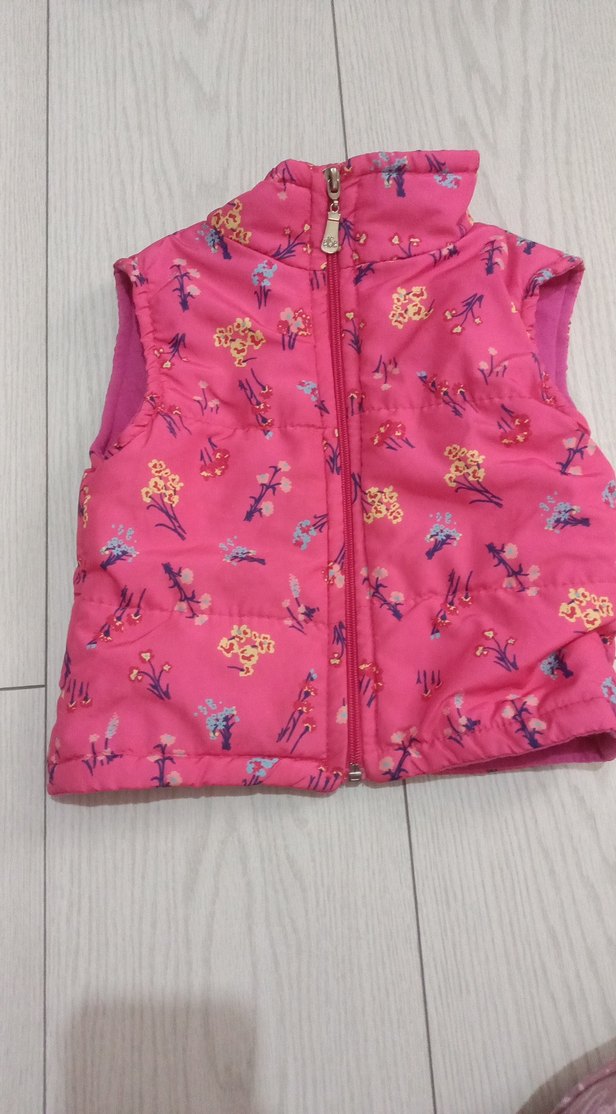 Kız Çocuk Desenli Fermuarlı Pembe Yelek - Görsel 2
