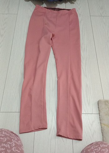 Pembe Midi Kumaş Kadın Pantolon - Görsel 2