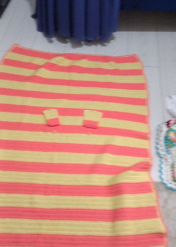 Çizgili Renkli Örgü Bebek Battaniyesi - Görsel 2