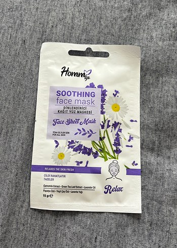 Hommy Yatıştırıcı ve Nemlendirici Kağıt Yüz Maskeleri - Görsel 4