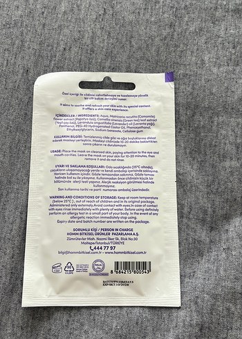 Hommy Yatıştırıcı ve Nemlendirici Kağıt Yüz Maskeleri - Görsel 5