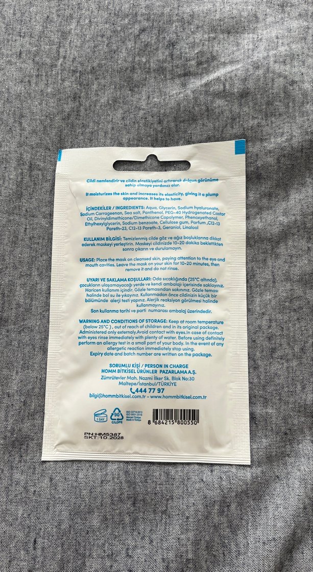 Hommy Yatıştırıcı ve Nemlendirici Kağıt Yüz Maskeleri - Görsel 3