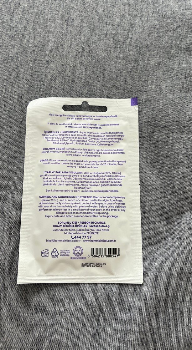 Hommy Yatıştırıcı ve Nemlendirici Kağıt Yüz Maskeleri - Görsel 5