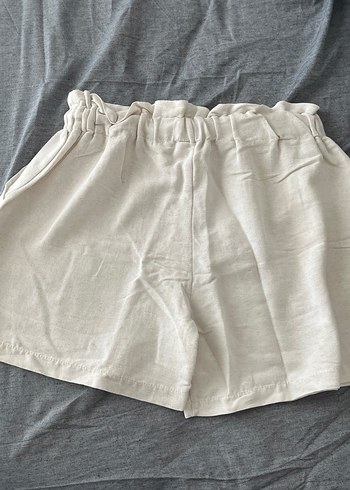 Bohem Gri Keten Mini Şort - Görsel 5