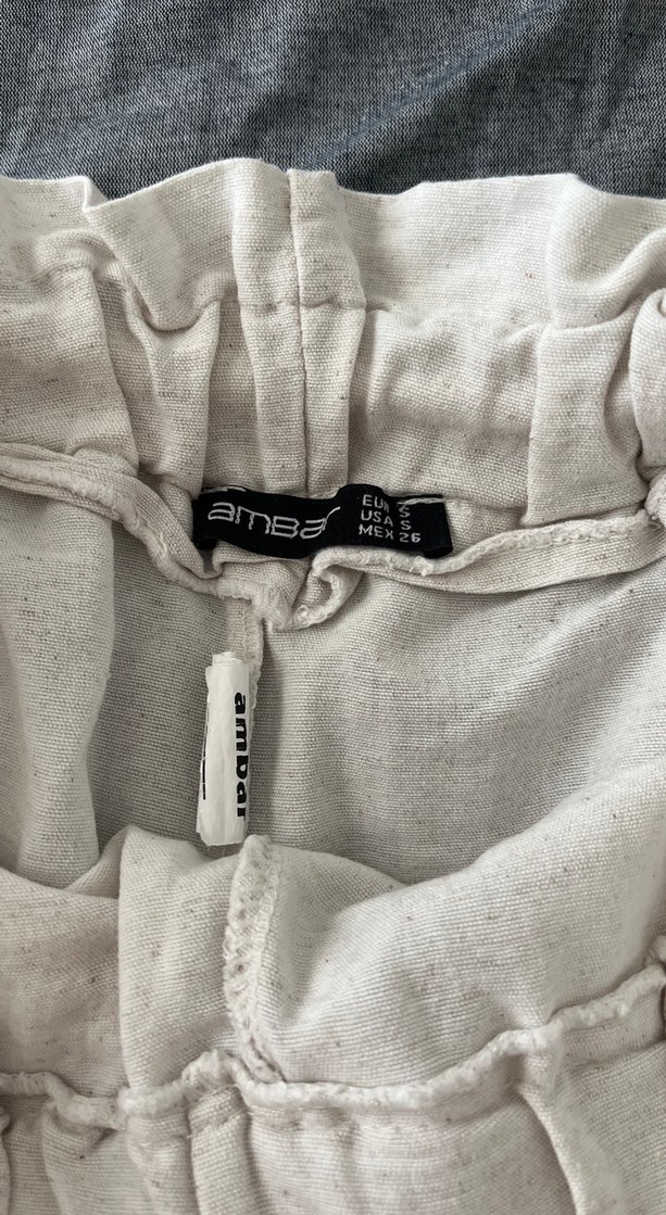 Bohem Gri Keten Mini Şort - Görsel 4