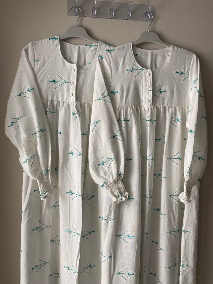 Nakışlı Uzun Kollu robalı elbise - Görsel 2