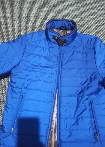 Kiğılı Mavi Fermuarlı Erkek mont Ceket - Görsel 3