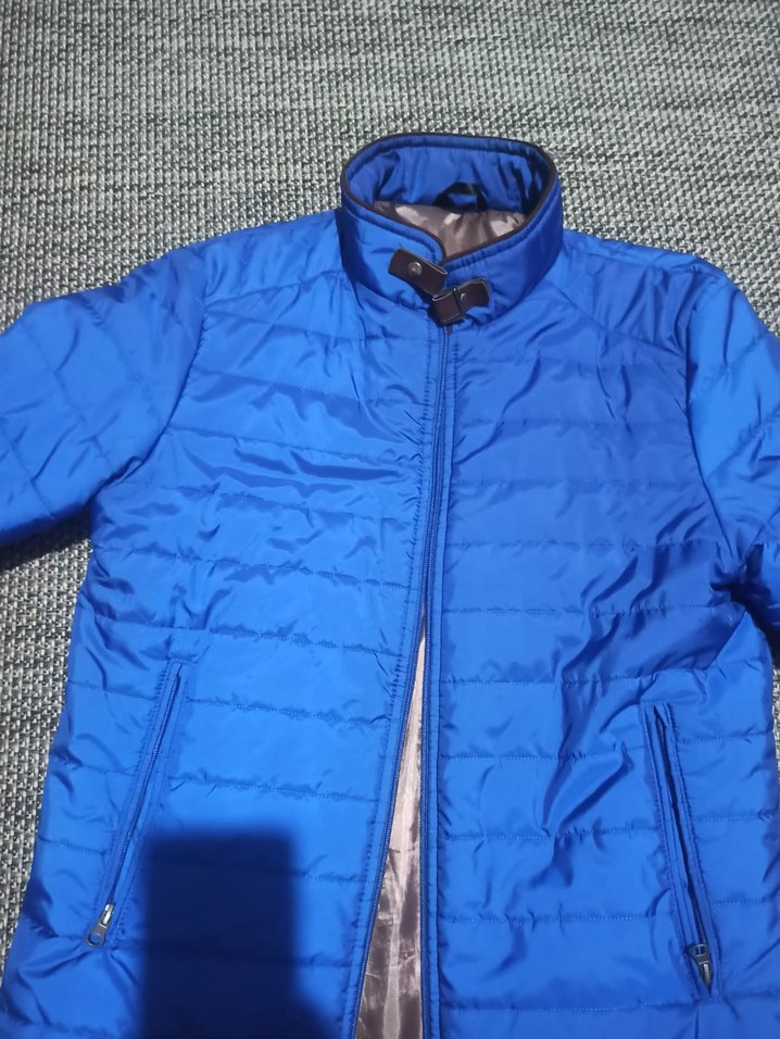 Kiğılı Mavi Fermuarlı Erkek mont Ceket - Görsel 3