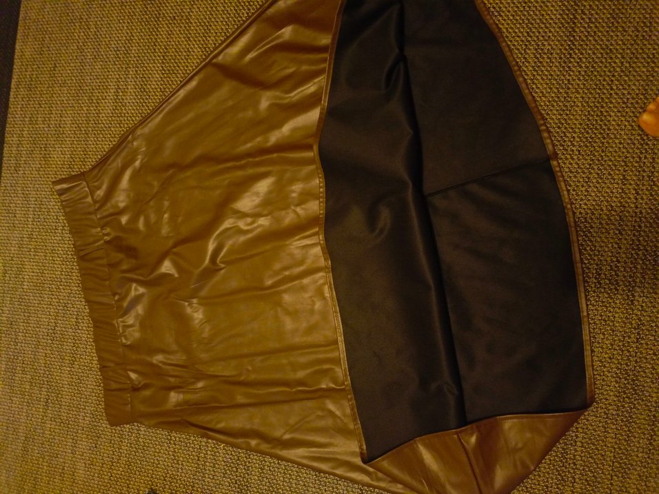 Drapeli Kahverengi Deri uzun Etek hiç GİYİLMEDİ 48/50/52 uyumlu - Görsel 2