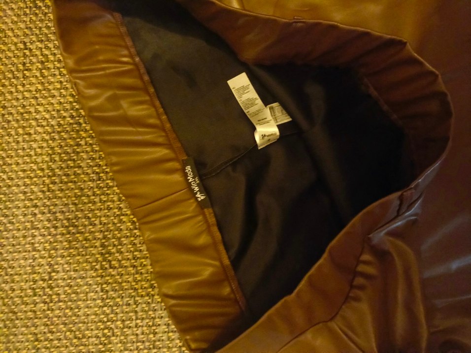 Drapeli Kahverengi Deri uzun Etek hiç GİYİLMEDİ 48/50/52 uyumlu - Görsel 3