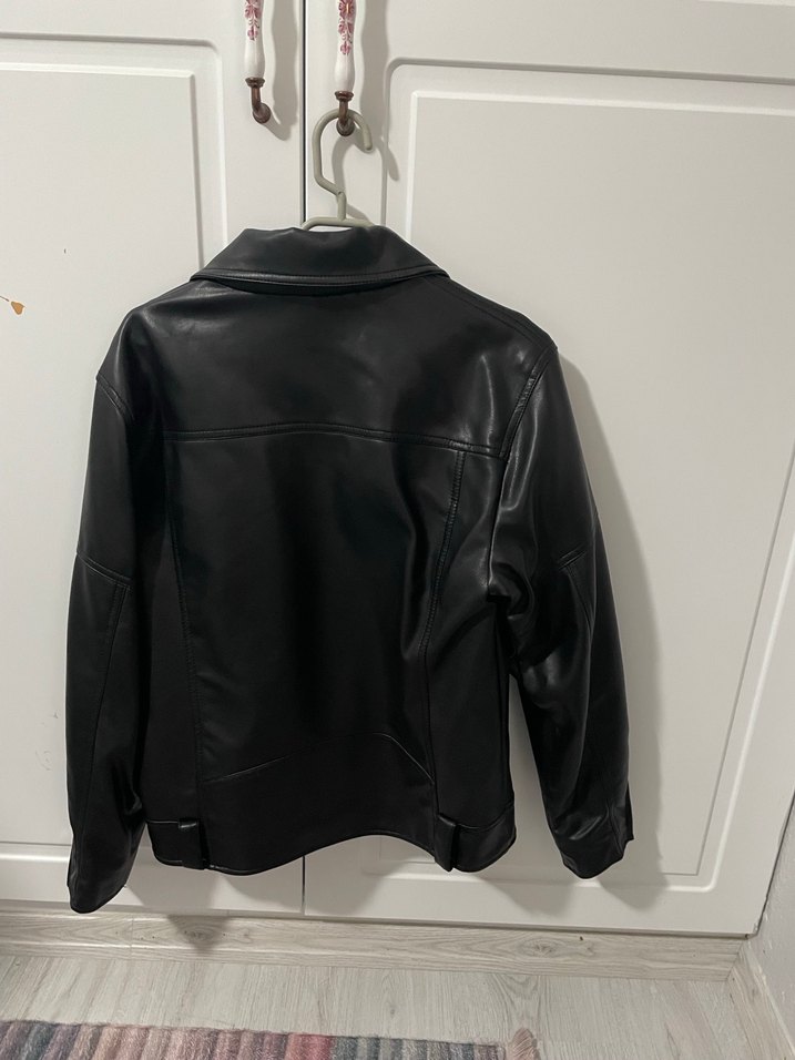 Siyah Deri Biker Ceket - Görsel 2