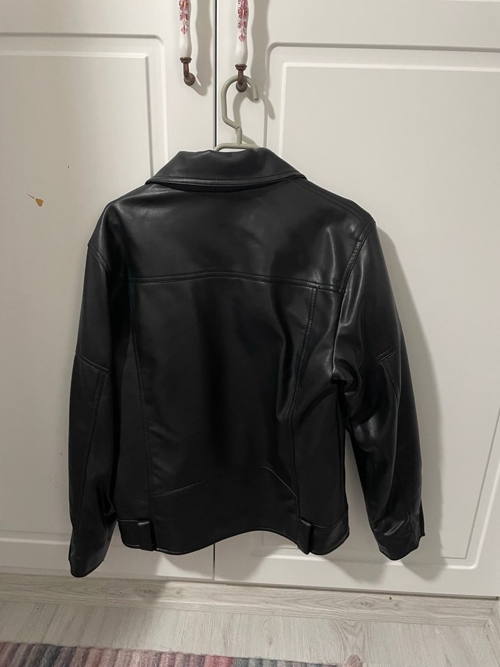 Siyah Deri Biker Ceket - Görsel 3