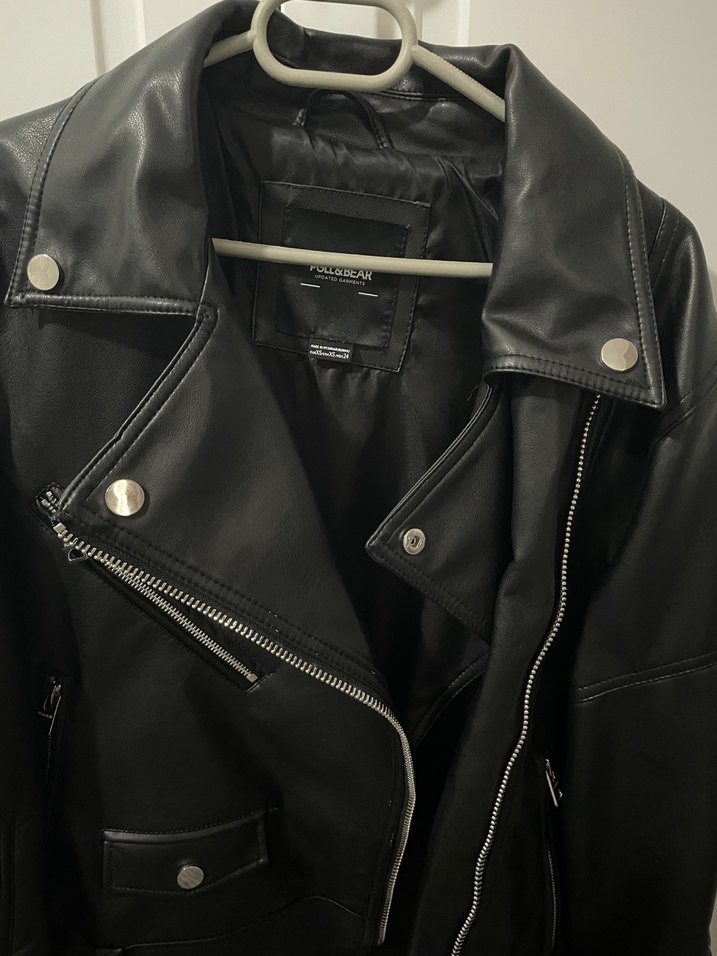 Siyah Deri Biker Ceket - Görsel 4