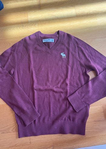 Bordo V yaka Abercrombie kazak - Görsel 2