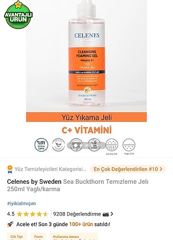 Celenes yüz yıkama Jeli