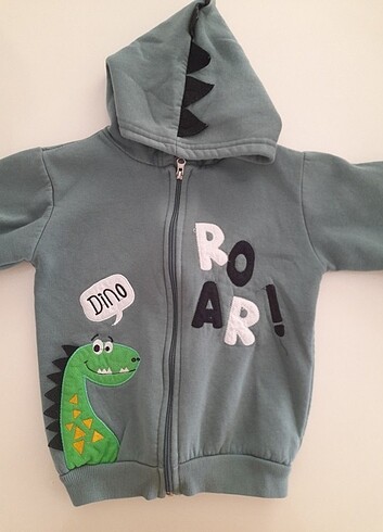 4 Yaş Beden yeşil Renk Fermuarlı sweatshirt