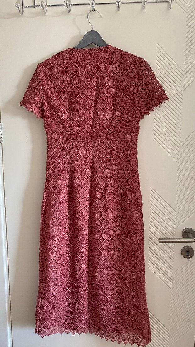 MANGO MARKA Gül Kurusu Dantel Detaylı Midi Bohem Elbise - Görsel 3