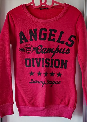 Pamuklu, Baskılı, Uzun Kollu Pembe Sweatshirt