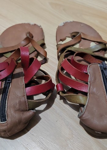 Diğer Kahverengi Deri Kadın Dolgu Topuklu Sandalet