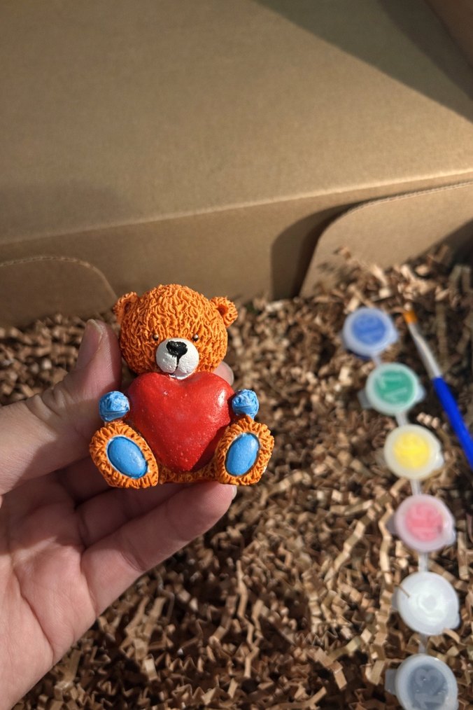 Beyaz Ayıcık Figürin Boyama Seti - Görsel 2