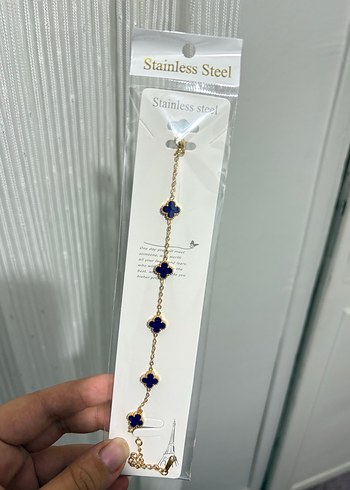  Beden Lacivert yonca Çelik Kadın Bileklik