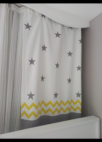 Gri Yıldız Desenli Çocuk Perdesi - Görsel 4