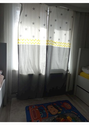 Gri Yıldız Desenli Çocuk Perdesi - Görsel 3