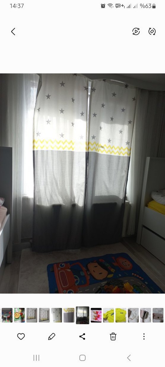 Gri Yıldız Desenli Çocuk Perdesi - Görsel 3