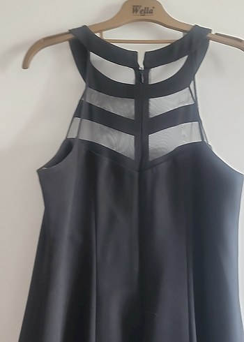 40 Beden siyah Renk Siyah Transparan Detaylı Strappy Midi Elbise