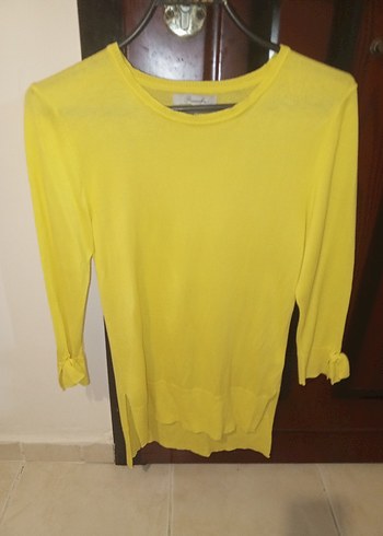 Sarı Kadın Pamuklu Uzun Kollu Sweatshirt