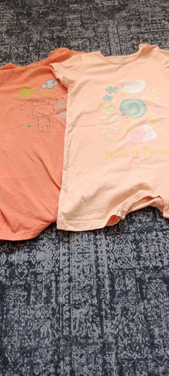 Pembe Baskılı Bebek Kısa Tulum - Görsel 3