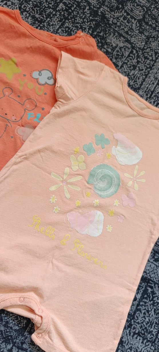 Pembe Baskılı Bebek Kısa Tulum - Görsel 4