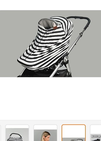 Siyah-Gri Çizgili emzirme ve puset örtüsü - Görsel 2