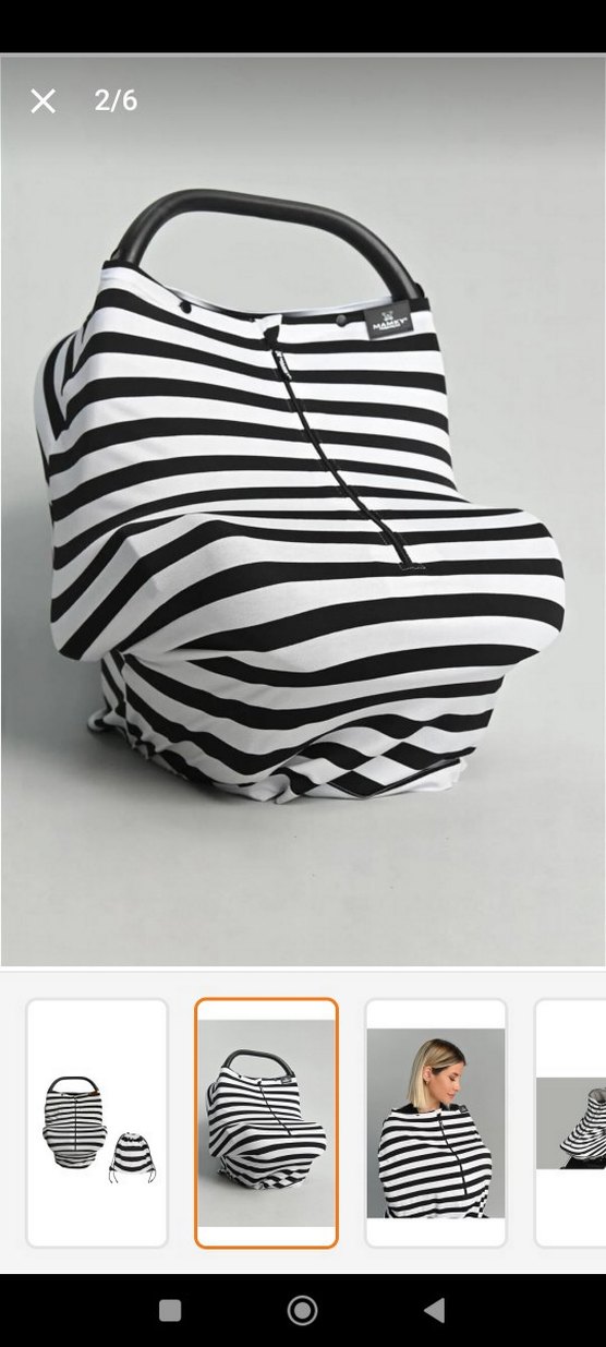 Siyah-Gri Çizgili emzirme ve puset örtüsü - Görsel 3