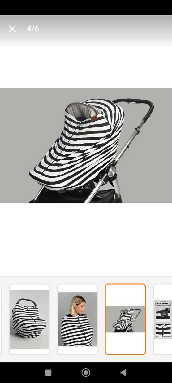 Siyah-Gri Çizgili emzirme ve puset örtüsü - Görsel 2