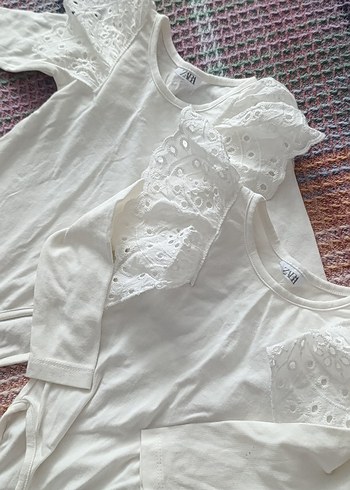 Beyaz Uzun Kollu Dantelli Bebek Body - Görsel 6