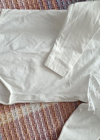 Beyaz Uzun Kollu Dantelli Bebek Body - Görsel 3