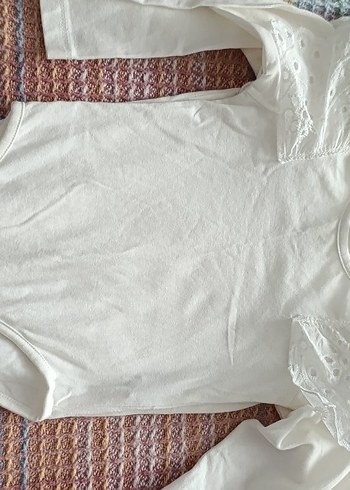Beyaz Uzun Kollu Dantelli Bebek Body - Görsel 4